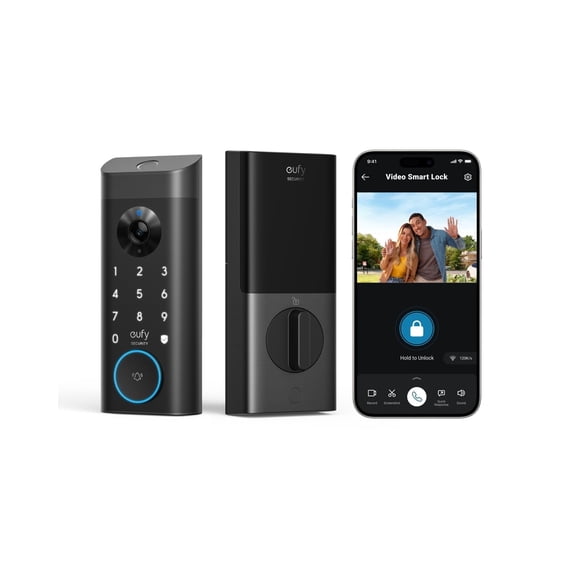 eufy Video Smart Lock E330, 3-in-1 Camera+Doorbell+Fingerprint Keyless Entry Door Lock, Smart Built-in Wi-Fi Deadbolt for Front Door, Auto Lock, App Remote Control, Easy Installation, No Monthly Fee
