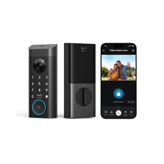 eufy Video Smart Lock E330, 3-in-1 Camera+Doorbell+Fingerprint Keyless Entry Door Lock, Smart Built-in Wi-Fi Deadbolt for Front Door, Auto Lock, App Remote Control, Easy Installation, No Monthly Fee