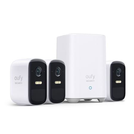 eufy Wireless Home Security System eufyCam 2C Pro 3-Cam Kit with 2K Outdoor Battery Camera Night Vision