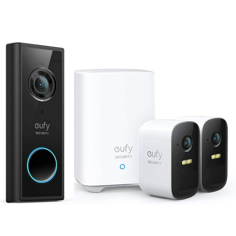 eufy Wireless Home Security System with eufyCam 2C 1080P Outdoor Camera, 2K  Add-on Video Doorbell 