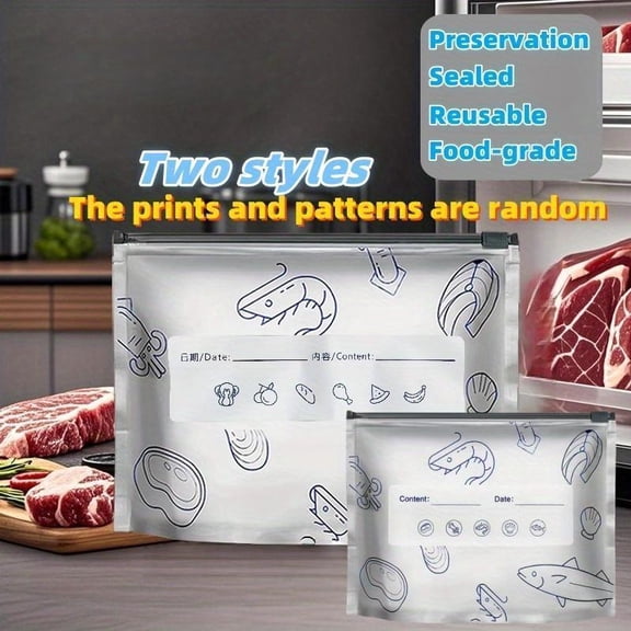 eusable Stand-Up Foil Bags with Labels & Zippers, 30 Pack Leakproof, Microwave/Freezer Safe for Vegetables, Fruits & Meat | Kitchen Organization & Meal Prep Essentials