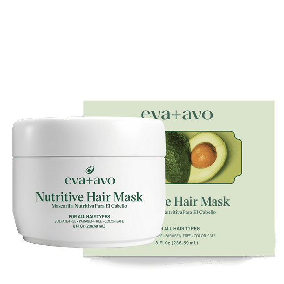 eva+avo Nutritive Hair Mask with Avocado Oil, Moisturizing for Dry & Damaged Hair, 8 fl oz