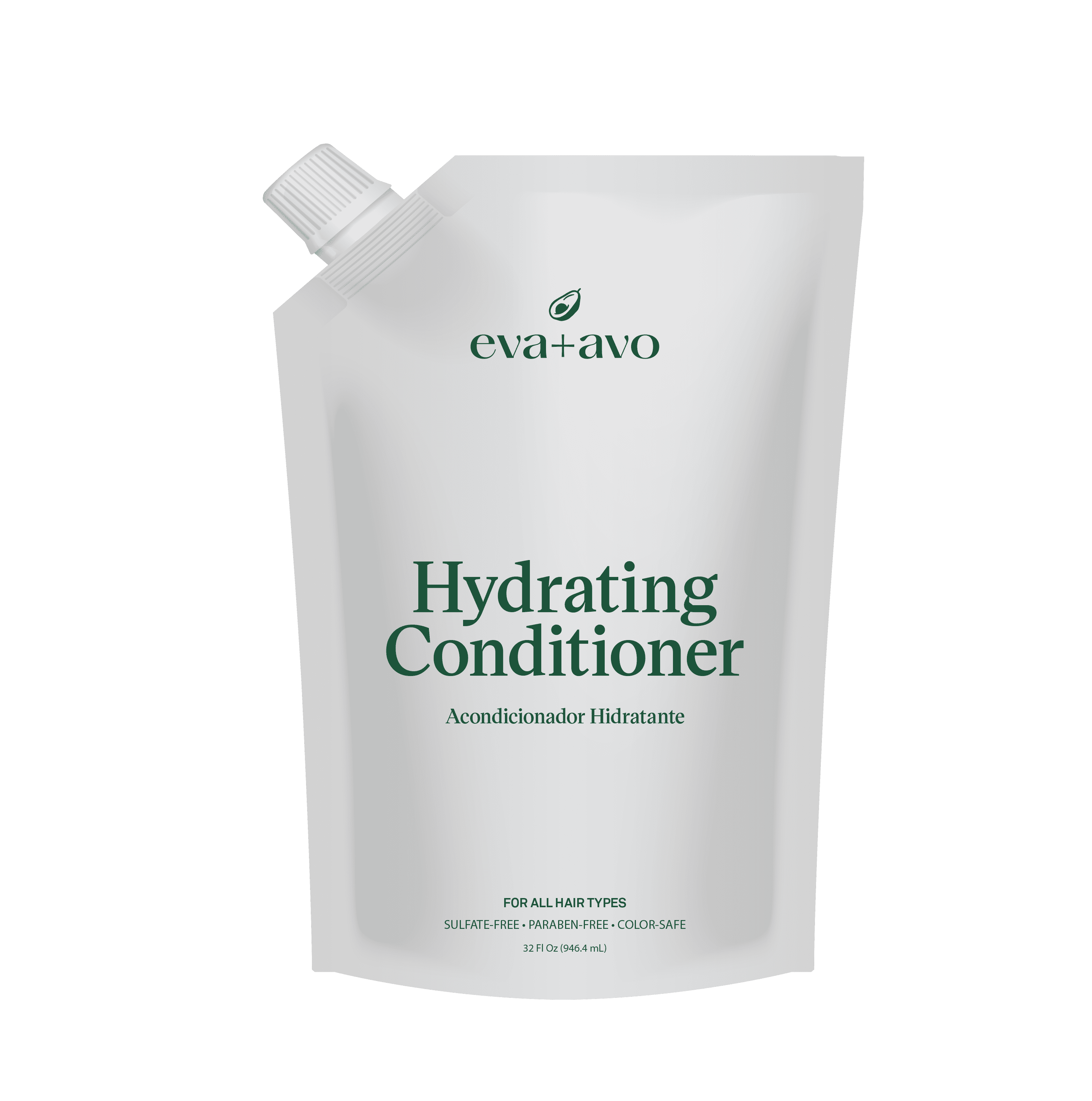 eva+avo Sulfate Free Conditioner with Avocado Oil, All Hair Types, Squeeze Pouch, 32 fl oz