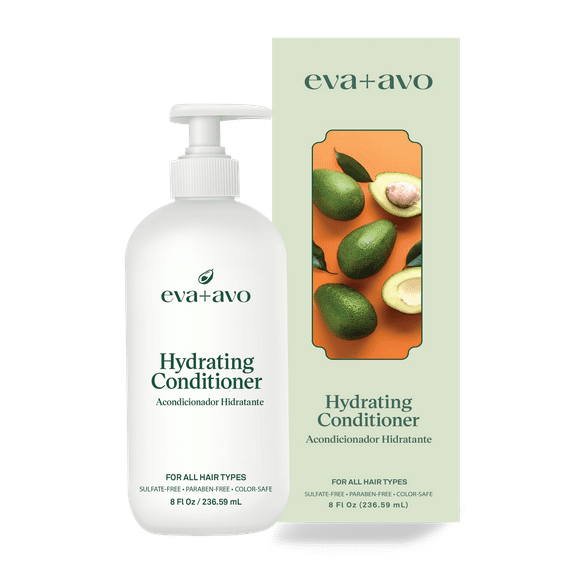 eva+avo Sulfate Free Conditioner with Avocado Oil, Pump Bottle, 8 fl oz