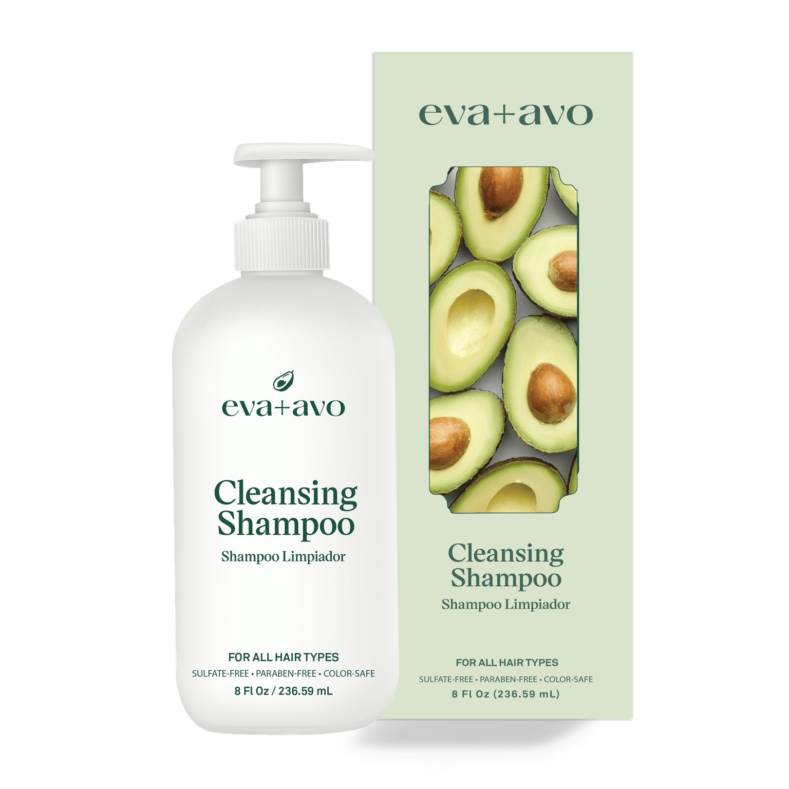 eva+avo Sulfate Free Shampoo with Avocado Oil, All Hair Types, 8 fl oz
