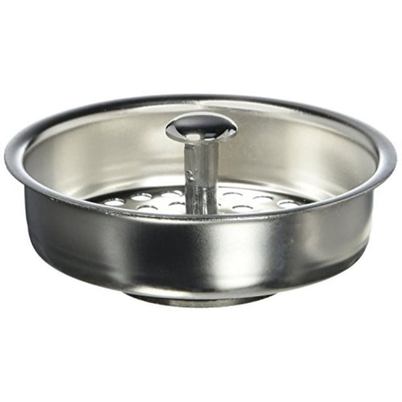 Everflow Stainless Steel Kitchen Sink Strainer Basket Universal Style Rubber Stopper, Size: 3.5, Silver