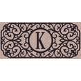 thumbnail image 1 of Evergreen Floor Mat Filigree Monogram Embossed Sassafras Switch Mat, Letter K, 22'' x 10'' inches, 1 of 2