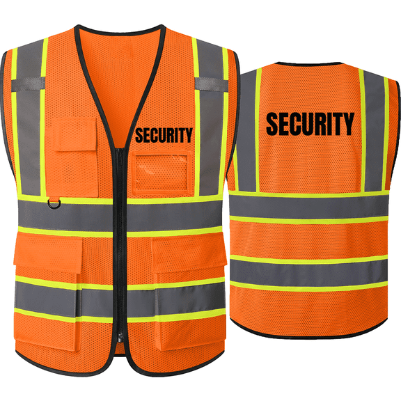 Safety Vest for Security Guards High Visibility Reflective Security Vest with Pockets Class 2 Hi Vis Work Vest Meets ANSI/ISEA
