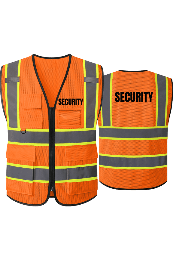 Safety Vest for Security Guards High Visibility Reflective Security Vest with Pockets Class 2 Hi Vis Work Vest Meets ANSI/ISEA
