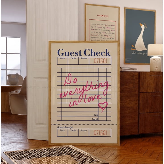 Do everything in love, Guest Check Poster, Christian Guest Check, Bible Verse Guest Check, Retro Bible Verse , Trendy Christian Art Unframed Paper Print