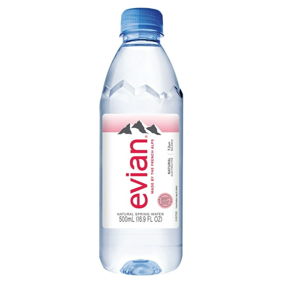 evian Natural Spring Drinking Water, 16.9 fl oz, Bottle