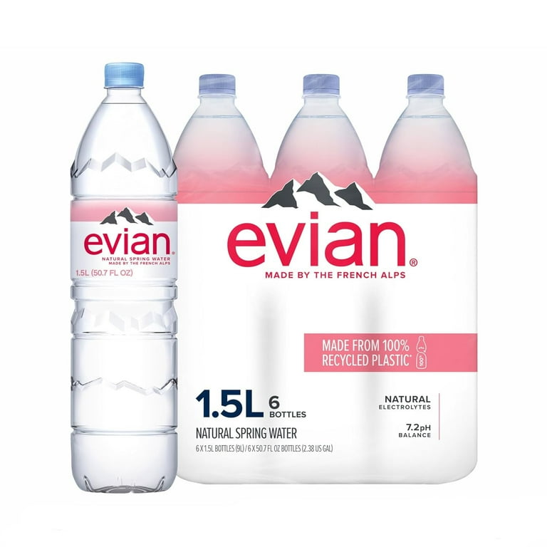 evian Natural Spring Water, L bottles, pack