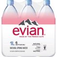 evian Natural Spring Water 1 Liter (Pack of 6), Naturally Filtered