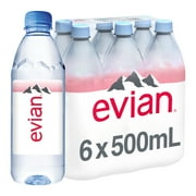 evian Natural Spring Water, 16.9 fl oz, 6 Pack Bottles
