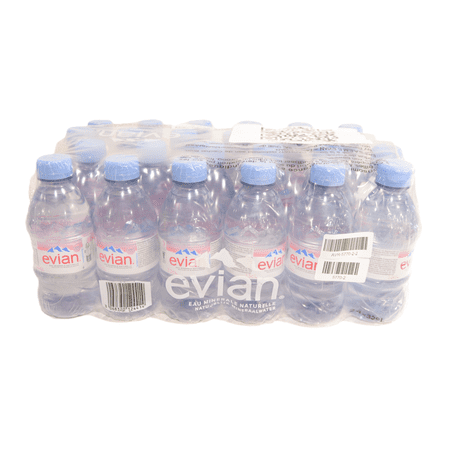 evian natural spring water, one case of 24 individual 330 ml (11.2 oz.) mini-bottles of naturally filtered spring water