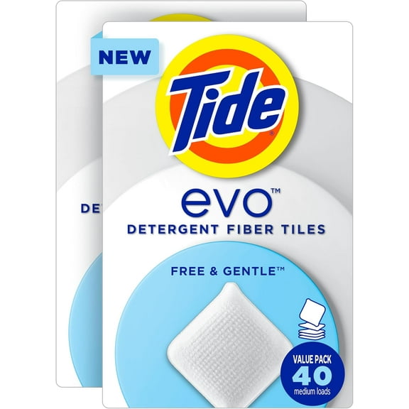 evo Free & Gentle Laundry Detergent Tiles, Fragrance-Free, 40 Medium Sized Loads, Easy to Use, @ Safe for All Machines and Water Conditions # !