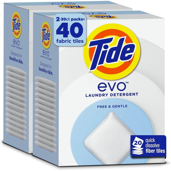 evo Laundry Detergent Free & Gentle Works on 100% of Common Stains Concentrated Travel Detergent HE Compatible and Instant Dissolve Fights Stains Better than Leading Detergent Sheet, 40 Count