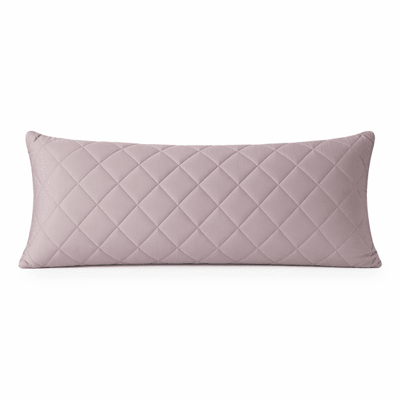 evoLive Cooling Diamond Quilted Single Body Pillow Cover 21“x54 with Zipper Closure (Grey, 21“X54“ Body Pillow Cover)