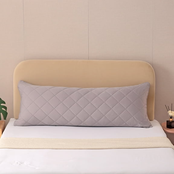 evoLive Cooling Diamond Quilted Single Body Pillow Cover 21“x54 with Zipper Closure (Grey, 21“X54“ Body Pillow Cover)