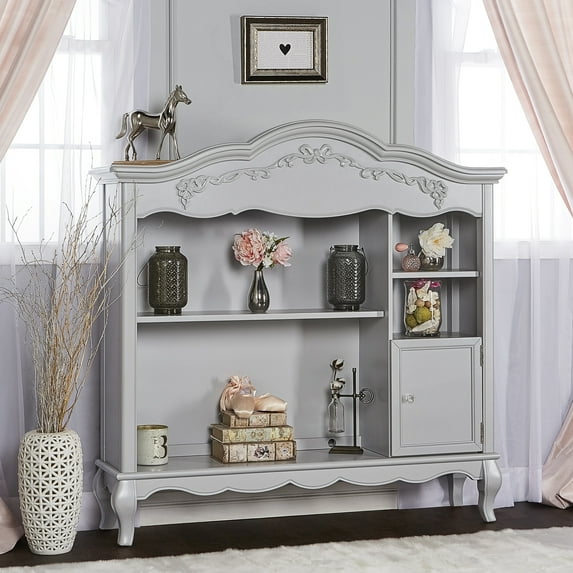 evolur Aurora Hutch and Bookcase, Akoya Gray Pearl