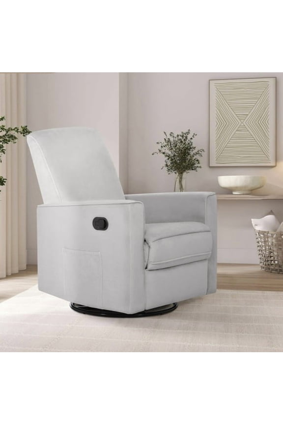 Raleigh Nursery Glider Recliner and Rocking Chair in Gray, 360° Swivel Motion, Multiple Recline Positions, Easy to Clean, FSC and Greenguard Gold Certified
