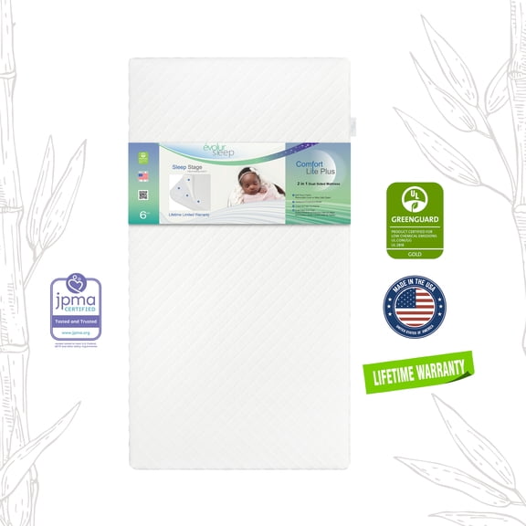 evolur Sleep Comfort Lite Plus Fiber Crib & Toddler Foam Mattress