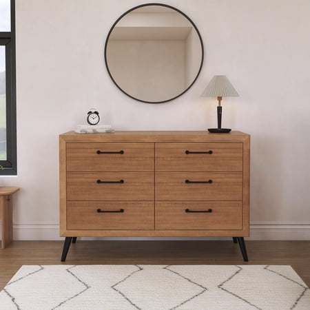evolur Stilnovo Mid Century Double Dresser, Sugarcane