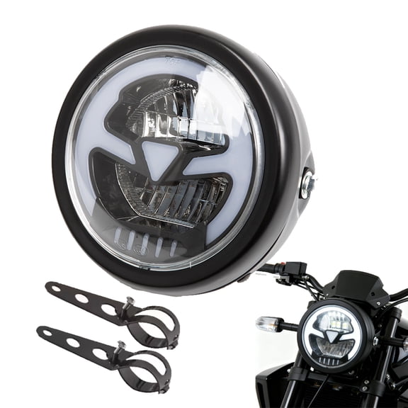 evomosa 5.75 inch Headlight for Motorcycle, 5.75" Round LED Motorcycle Headlight DOT Approved Headlamp High Low Beam for Cafe Racer E-bike Bobber Chopper (White)