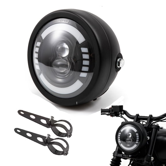 evomosa 5.75 inch Headlight for Motorcycle, 5.75" Round LED Motorcycle Headlight DOT Approved Headlamp High Low Beam for Cafe Racer E-bike Bobber Chopper