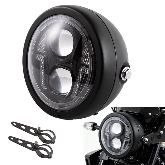 evomosa Motorcycle Universal 6.5" Headlight Round Headlamp with DRL Hi/Lo Beam for Motorbikes Cruisers Choppers Cafe racers Visit the evomosa Store