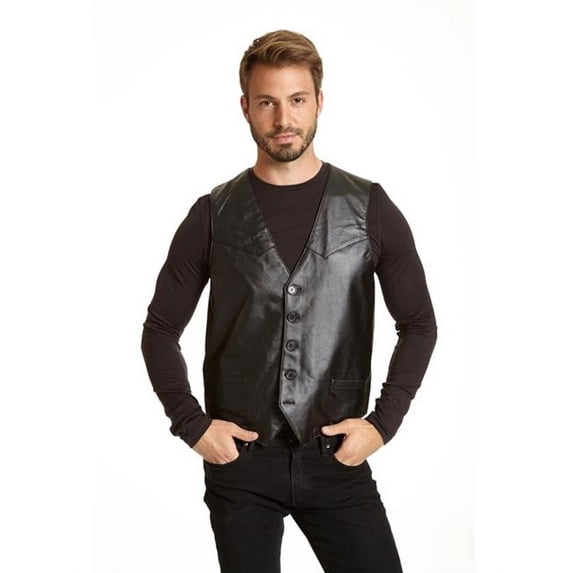 excelled 3070rm mens premium soft lambskin leather vest, black - small