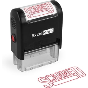 ExcelMark Scanned Stamp Self-Inking Rubber Stamp - Red Ink for Office Use, Ideal for Efficient Document Management with Scanned Stamps, Perfect for Professional Settings