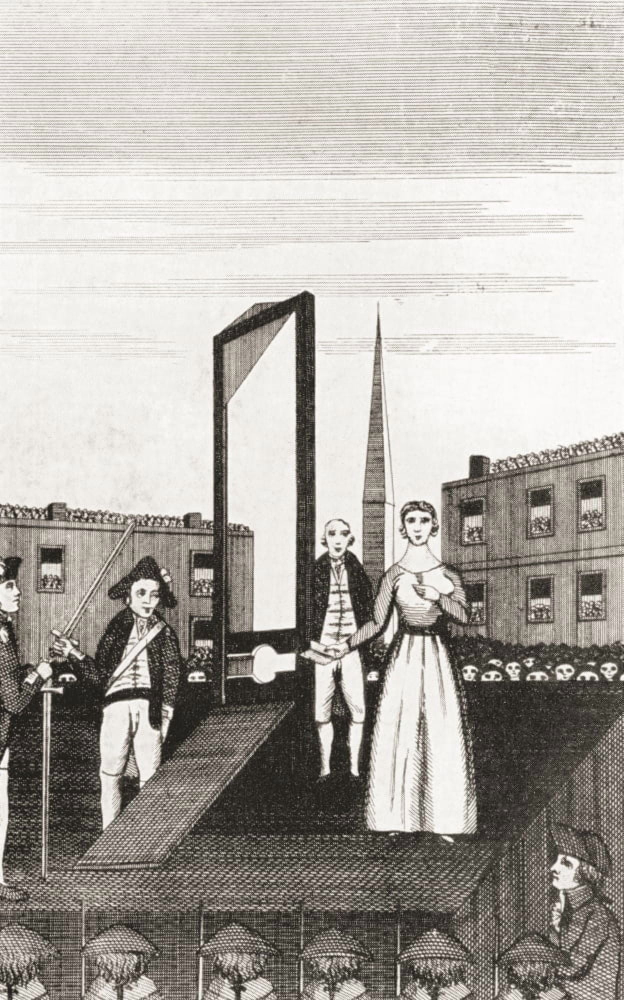 The execution of Charlotte Corday for the murder of Jean Paul Marat Marie-Anne Charlotte de Corday dArmont 1768 Canvas Art - Ken Welsh Design Pics (22 x 34)