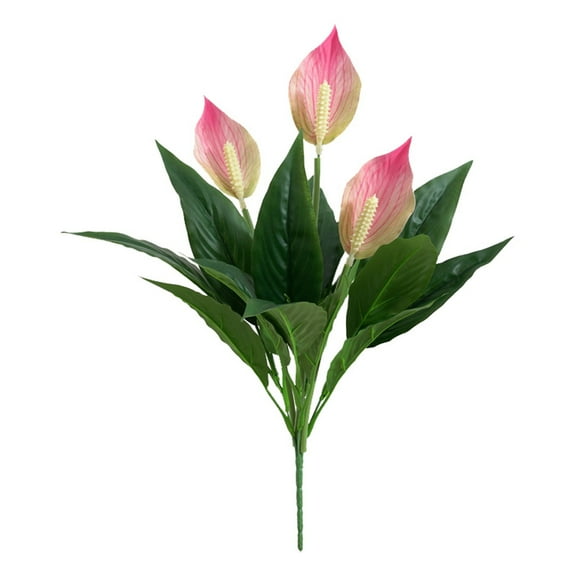 exotic Anthurium Artificial Flowers 2-Pack, Realistic Silk Blooms for Spa Bathroom, Hawaiian Party Table Centerpiece, No-Water Everlasting, 2 Artificial Flowers