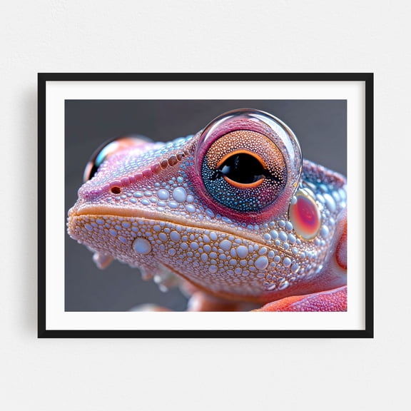 exotic lizard - Photography Surrealism Psychedelic Abstract Modern Art Wildlife Geometric Black Framed Wall Art Print 5 x 7 inches