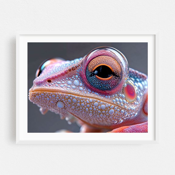 exotic lizard - Photography Surrealism Psychedelic Abstract Modern Art Wildlife Geometric White Framed Wall Art Print 5 x 7 inches