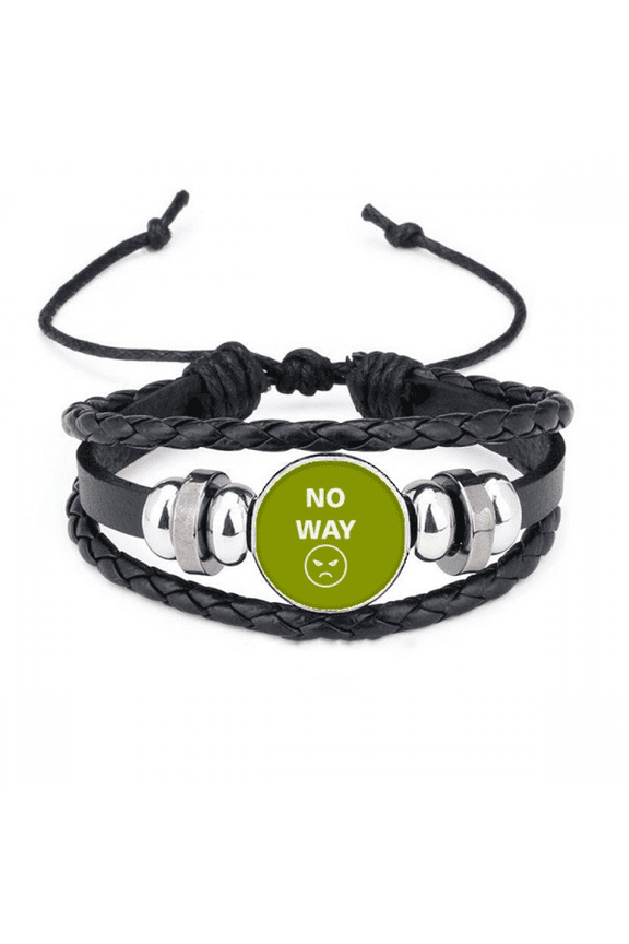 expression rejection no way negativity bracelet braided leather woven wristband