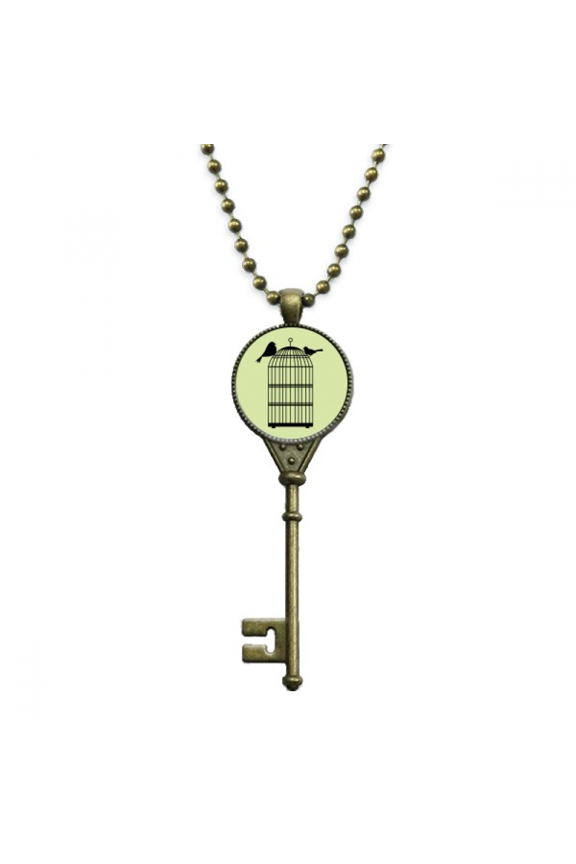 external birdcage faly ownership key necklace pendant tray embellished chain