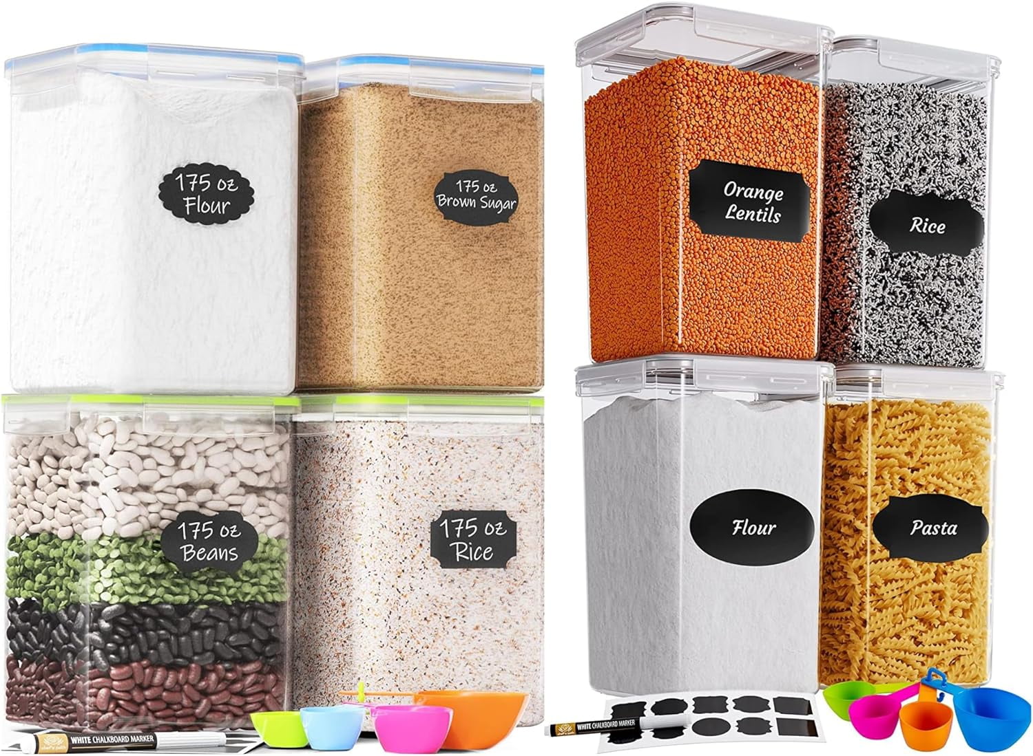 **extra large food storage containers (8 pack) with lids airtight for