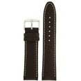 thumbnail image 1 of extra thick padded watch band genuine leather dark brown 20 millimeters white stitching tech swiss, 1 of 4
