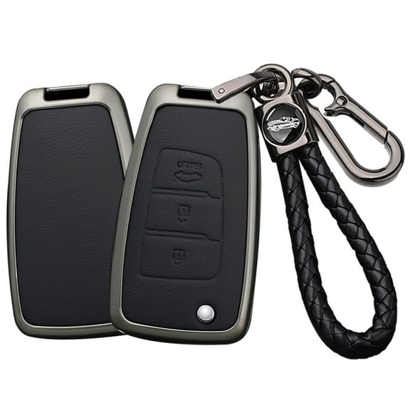 ey Fob Cover Compatible with Hyundai Elantra Solaris 2 Tucson I30 I35 I40 Ix35 Kona Genesis Santa Fe Azera Verna Accent Celesta Sonata Key Leather & Alloy Key Cover-A Keychain