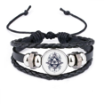 thumbnail image 1 of eye flower triangle art pattern bracelet braided leather woven wristband, 1 of 3