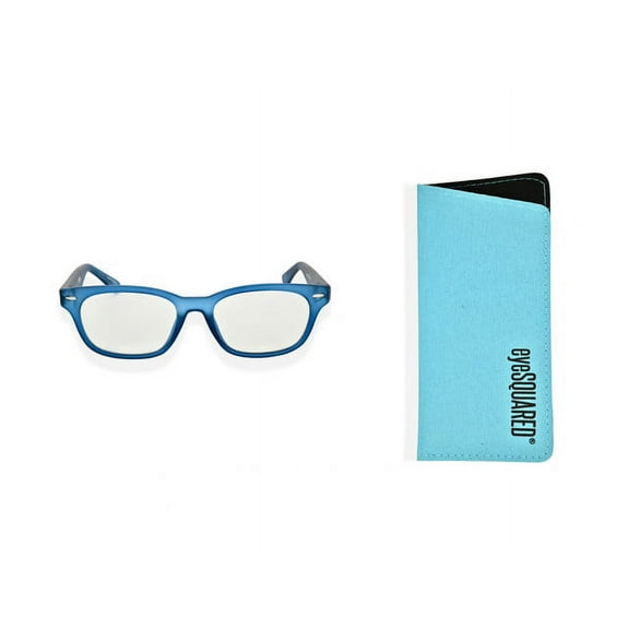 eyeSQUARED Adult Blue Frame Blue Light Blocking Glasses with Blue Eco Friendly Case