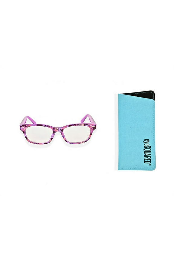 Adult Violet Frame Blue Light Blocking Glasses with Blue Eco Friendly Case for Women