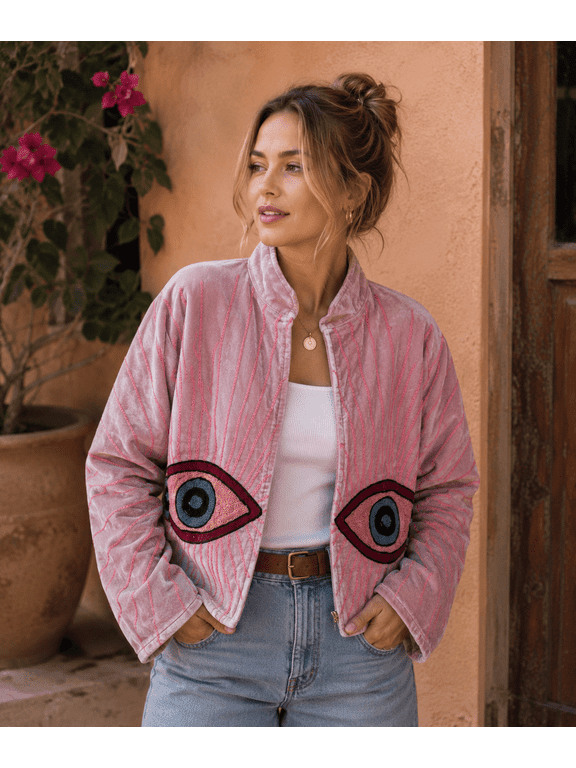 eyes Design Suzani Work Short Jackets 100% Cotton velvet Suzani jacket for women best for gifting