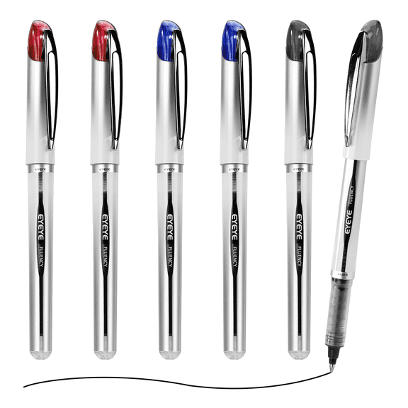 eyeye Rollerball Pens Blue 6 Pack 3 Colors, 0.7mm Fine Point, Liquid Ink Rollerball Pens Quick Drying, Rolling Pen Smooth Writing for Journaling, Note Taking, Office Supplies