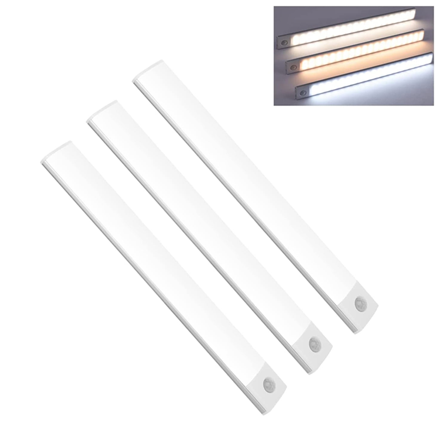 eyotto 3 Pack 40 LED Under Cabinet Lighting, 8inch USB Rechargeable Closet Light Home Lamp with Motion Sensor and Magnetic Strip for Wardrobe Cabinet Corridor
