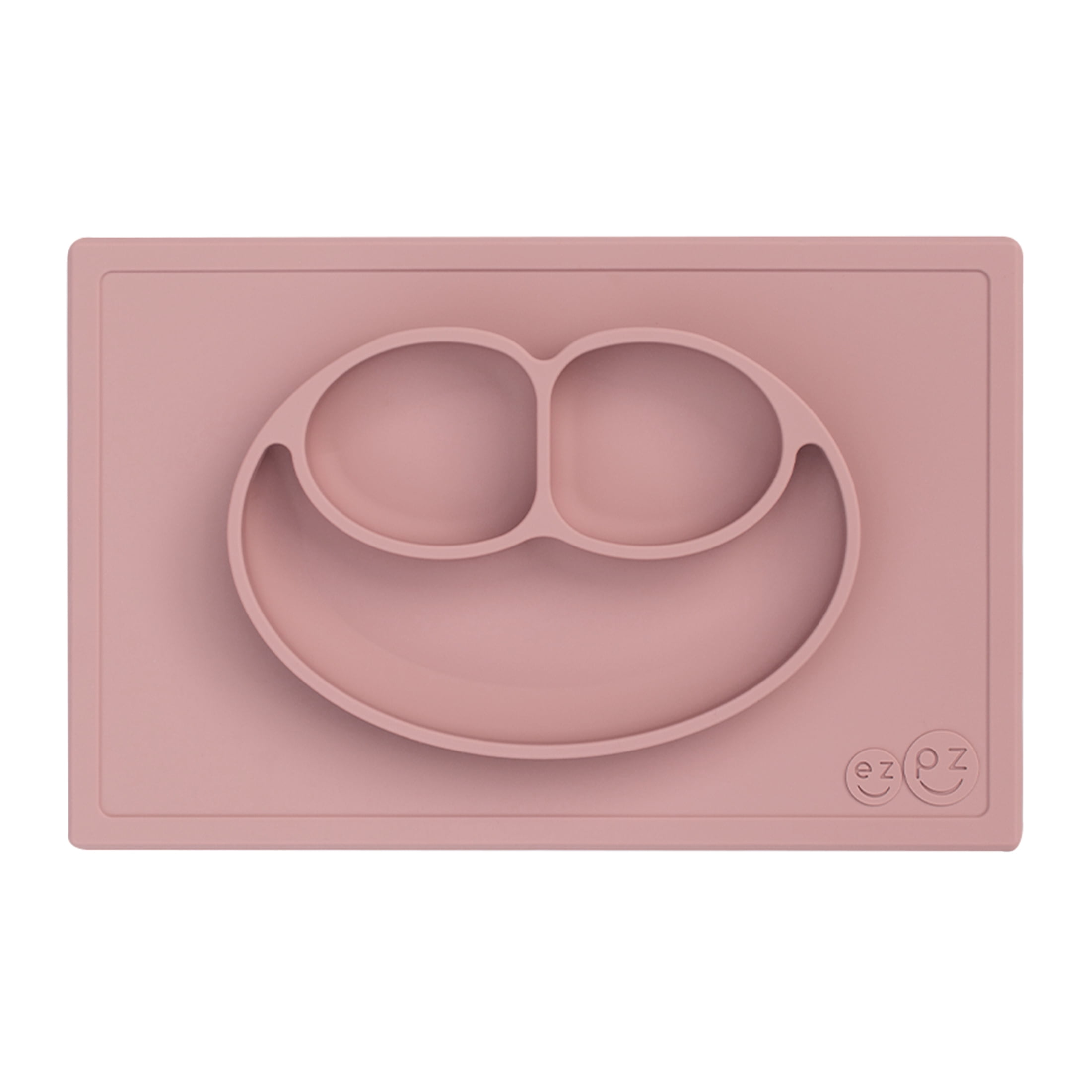 Ezpz Happy Mat (Blush) 100 Silicone Suction Plate with Builtin Placemat for Toddlers