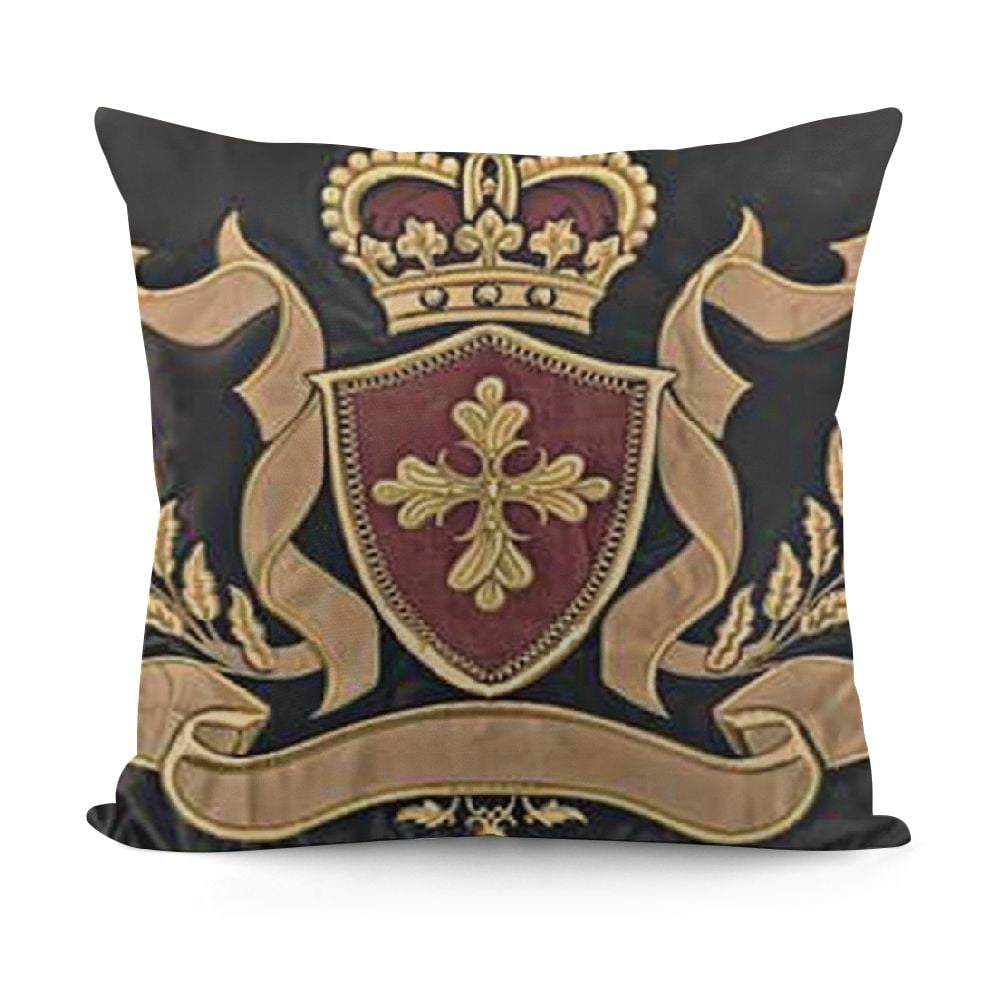 f Luxury Embroidery Velvet Pillow Cover European Crown Shield Pattern