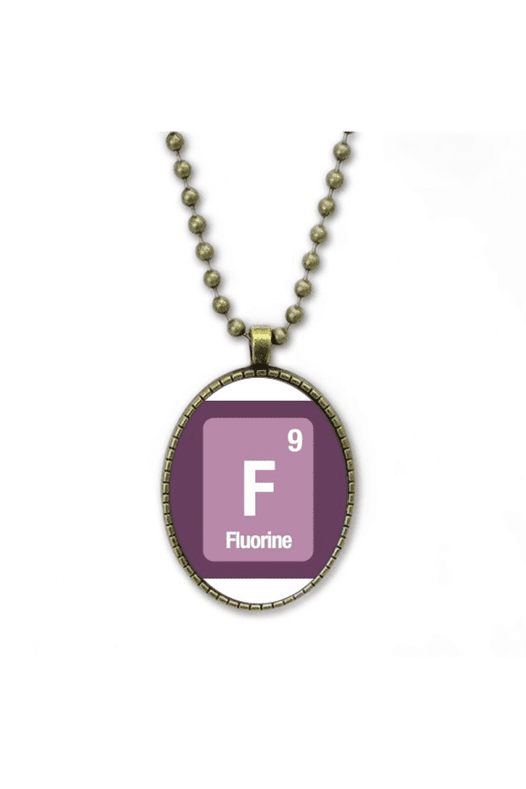 f fluorine checal element science necklace vintage chain bead pendant jewelry collection